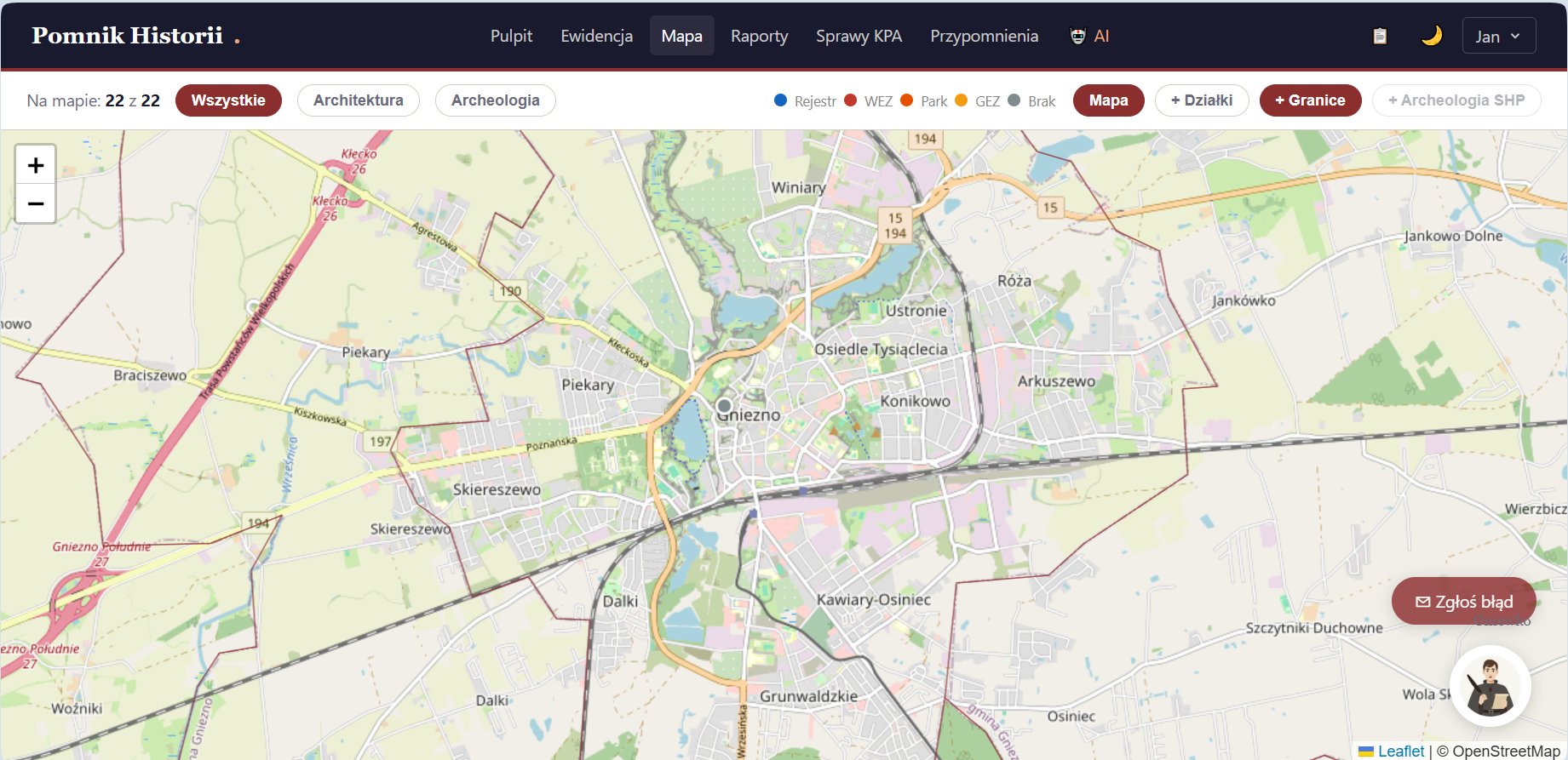 Mapa zabytków — interaktywna mapa z lokalizacją obiektów